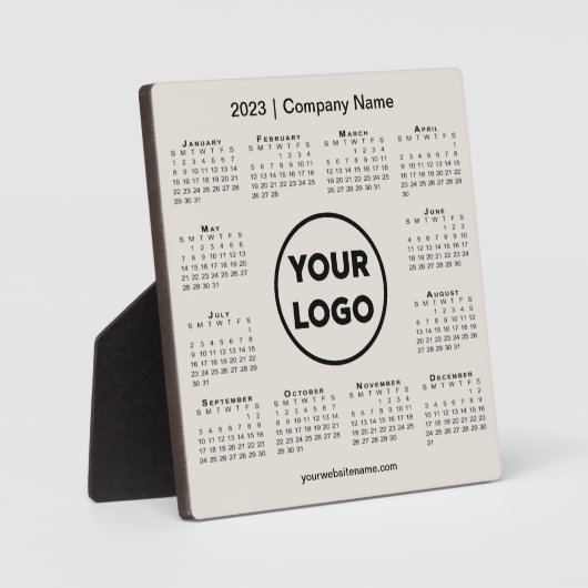 2023 Kalender Company Logo Beige Business Fotoplaat (Voorkant)