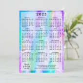 2023 Kalender kleurrijke Iridescent Holographic Programmakaart (Staand voorkant)