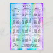 2023 Kalender kleurrijke Iridescent Holographic Programmakaart (Voorkant)