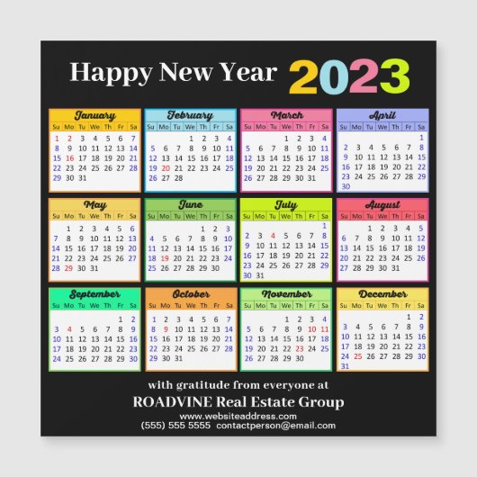 2023 Kalender Modern Business Magnetic Kaart (Voorkant)