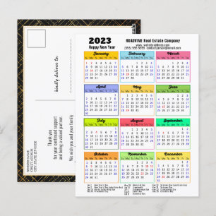 2023 Kalender Modern Script Minimalist Business Briefkaart