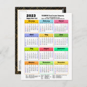 2023 Kalender Modern Script Minimalist Business Briefkaart (Voorkant / Achterkant)
