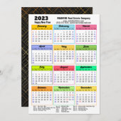 2023 Kalender Modern Script Minimalist Business Feestdagenkaart (Voorkant / Achterkant)