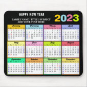 2023 Kalender - Moderne aangepaste titel kleurrijk Muismat (Voorkant)