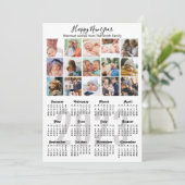 2023 Kalender Multi-Photo Cute Script Modern Black Feestdagenkaart (Staand voorkant)