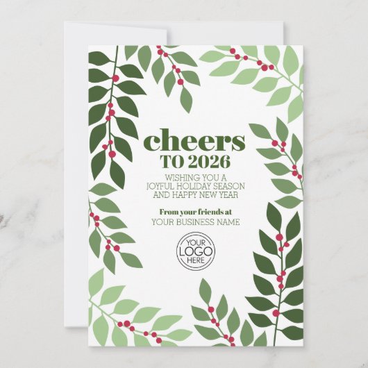 2023 Kalender paarse groene CHEERS Logo Business Feestdagenkaart (Voorkant)