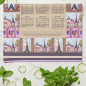 2023 Kalender Paris Eiffeltoren Pointillisme Kunst Theedoek (Gevouwen)