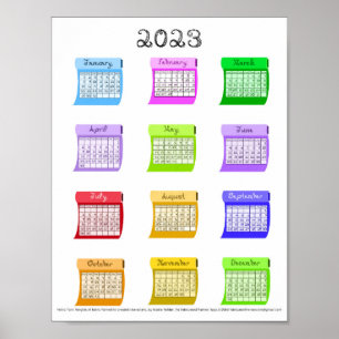 2023 Kalender Stof Lettertype Maand Naai Bouten Poster