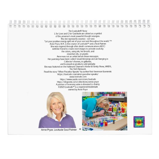 2023 Kalender van Lovitude Gratitude door Anne Pry (Achterkant)