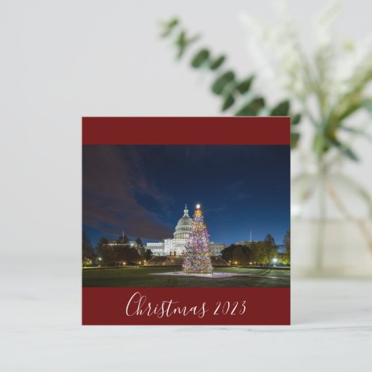 2023 Kerstmis bij de Capitol Christmas Tree Feestdagenkaart (Staand voorkant)