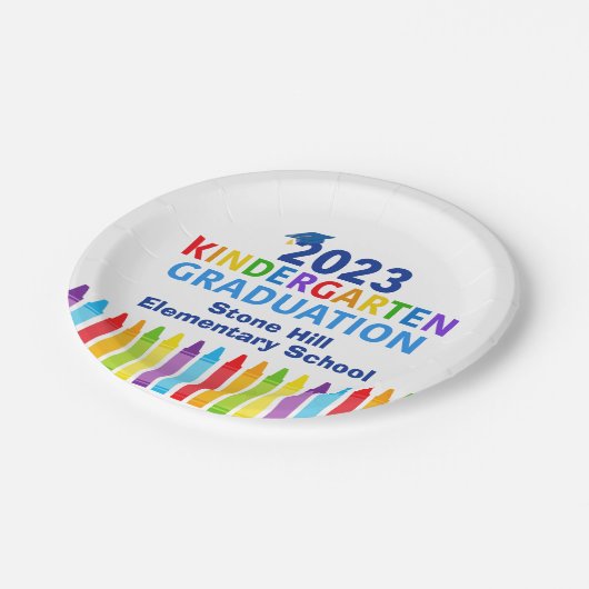 2023 Kindergarten Afstuderen School Custom Party Papieren Bordje (Gekanteld)