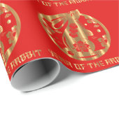 2023 Kroonkonijn gelukkig Chinees nieuwjaar Cadeaupapier (Rol Hoek)