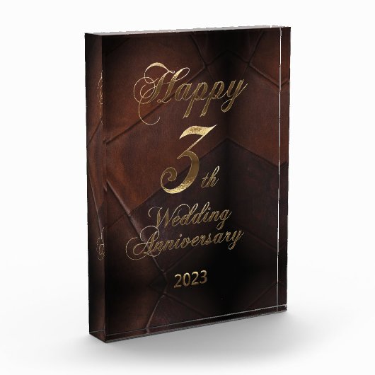 2023 Lederen bruiloft gelukkig 3de Jubileum Fotoblokken (Links)