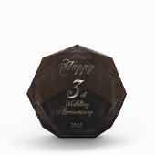 2023 Lederen bruiloft gelukkig 3de Jubileum Fotoblokken (Voorkant)