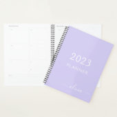 2023 Lila Paarse Script Monogram Naam Modern Planner (Display)