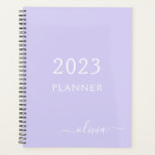 2023 Lila Paarse Script Monogram Naam Modern Planner (Voorkant)
