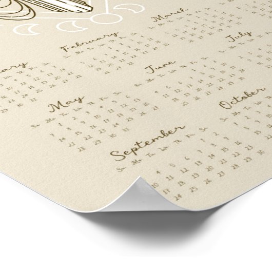 2023 Maancyclus Maanfasen Kalender Poster (Hoek)