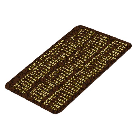 2023 Maandelijkse kalender donkere koffiebonen Magneet (Linkerzijde)