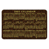 2023 Maandelijkse kalender donkere koffiebonen Magneet (Horizontaal)