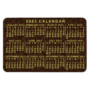 2023 Maandelijkse kalender donkere koffiebonen Magneet