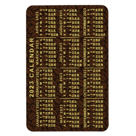 2023 Maandelijkse kalender donkere koffiebonen Magneet (Verticaal)