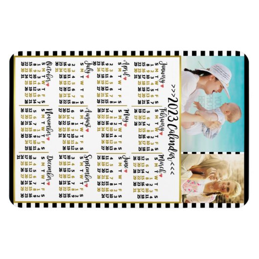2023 Maandelijkse kalenderstripes | Aangepaste fot Magneet (Horizontaal)