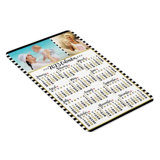 2023 Maandelijkse kalenderstripes | Aangepaste fot Magneet (Rechterzijde)