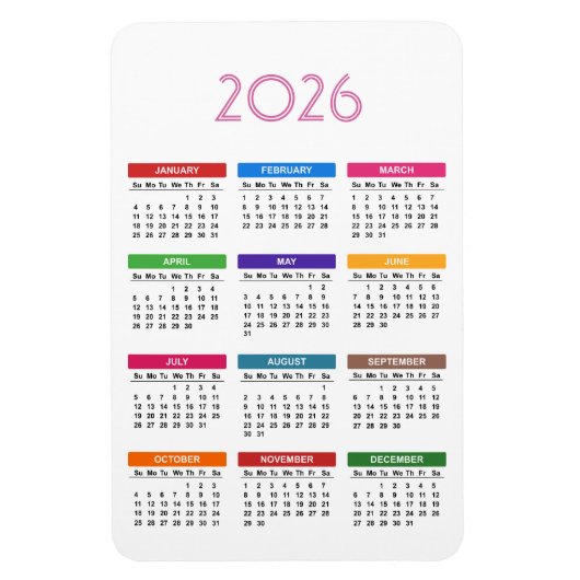 2023 Meerkleurenkalender Magneet (Verticaal)