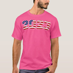 2023 met Amerikaanse vlagsterren en -strepen T-shirt
