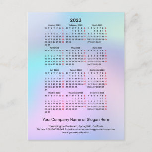 2023 Mini Calendar Pastel gradiënt MAANDAG START Briefkaart