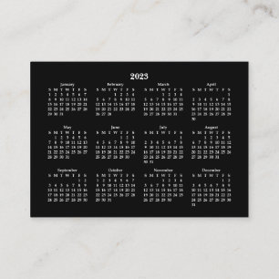 2023 Mini Calendar SUNDAY Start BLACK Visitekaartje