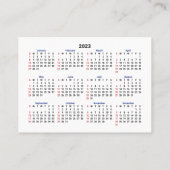 2023 Mini Calendar SUNDAY Start San Serif Font Visitekaartje (Achterkant)