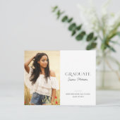 2023 Minimalist Black & White 1-Photo Graduation Briefkaart (Staand voorkant)