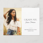 2023 Minimalist Black & White 1-Photo Graduation Briefkaart (Voorkant)