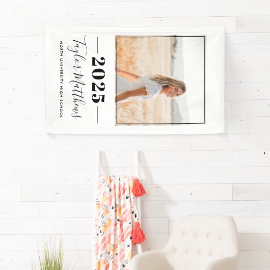 2023 Minimalistisch zwart, aangepast Afstuderen vo Spandoek (Insitu)