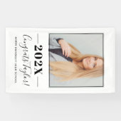 2023 Minimalistisch zwart, aangepast Afstuderen vo Spandoek (Horizontaal)