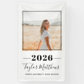 2023 Minimalistisch zwart, aangepast Afstuderen vo Spandoek (Verticaal)