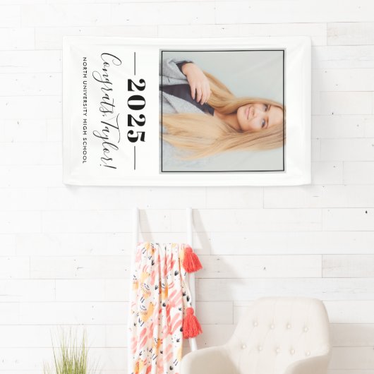 2023 Minimalistisch zwart, aangepast Afstuderen vo Spandoek (Insitu)