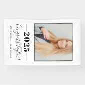 2023 Minimalistisch zwart, aangepast Afstuderen vo Spandoek (Horizontaal)