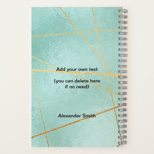 2023 Mint Gold Modern Family 12 Fotokalender Notitieboek (Achterkant)