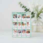 2023 Mint Green Modern Family 12 Fotokalender Briefkaart (Staand voorkant)