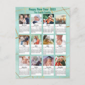 2023 Mint Green Modern Family 12 Fotokalender Briefkaart (Voorkant)
