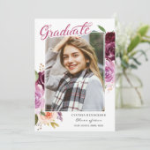 2023 Modern Afstuderen Paars Afstuderen van Floral Aankondiging (Staand voorkant)