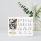 2023 Modern Gold Glitter Script 2 Photo Calendar Briefkaart (Staand voorkant)
