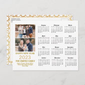 2023 Modern Gold Glitter Script 2 Photo Calendar Briefkaart (Voorkant / Achterkant)