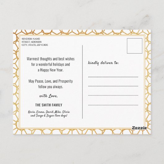 2023 Modern Gold Glitter Script 2 Photo Calendar Briefkaart (Achterkant)