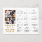 2023 Modern Gold Glitter Script 2 Photo Calendar Briefkaart (Voorkant)