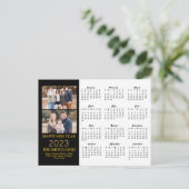 2023 Modern Gold Glitter Script 2 Photo Calendar Briefkaart (Staand voorkant)