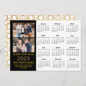 2023 Modern Gold Glitter Script 2 Photo Calendar Feestdagenkaart (Voorkant / Achterkant)