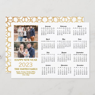 2023 Modern Gold Glitter Script 2 Photo Calendar Feestdagenkaart
